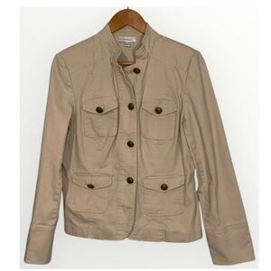 Dressbarn Vintage Khaki Tan Lightweight Cotton Utility Jacket Shoulder Pads M